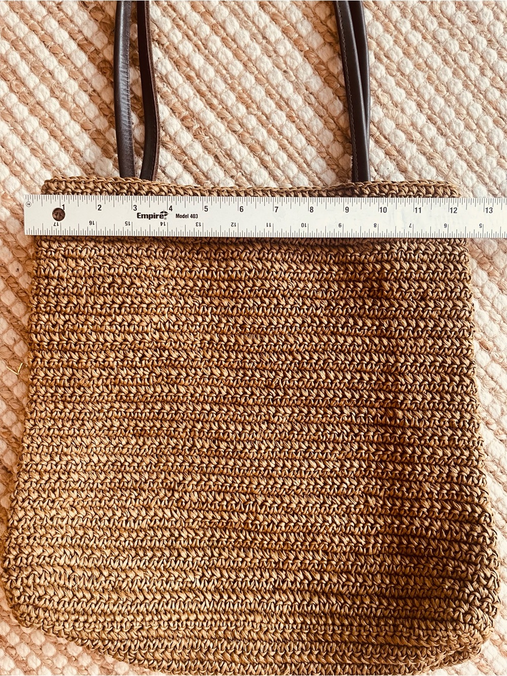 Eddie Bauer Straw Leather Woven Shoulder Bag Brown - Picture 10 of 14